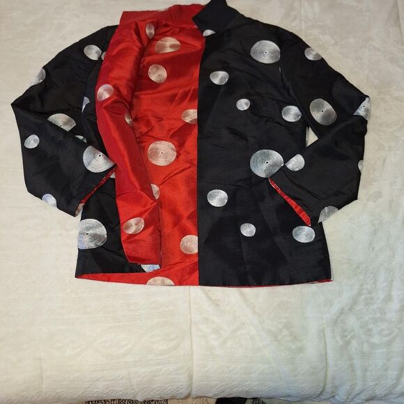 "Johnny Was-esq" Reversible stylish polka dot embroidered coat Mint - Picture 1 of 5